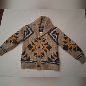 OshKosh B'gosh brown knit cardigan sweater Southwestern or Aztec-ins